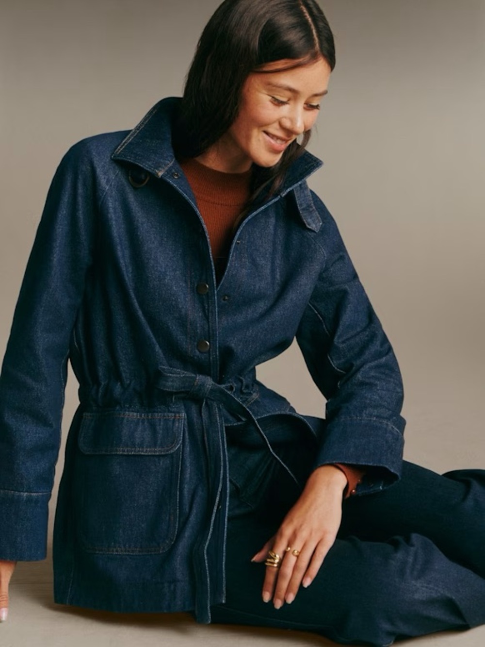 Sezane Manolia Jacket Denim Utility Jacket 4 36